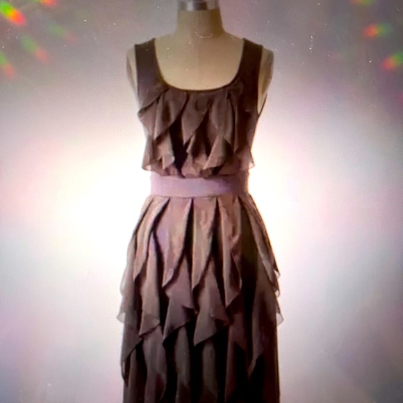 Anthropologie Dresses Anthropologie Ric Rac Gray Rising Vapor Draped Ruffle Sleeveless Dress